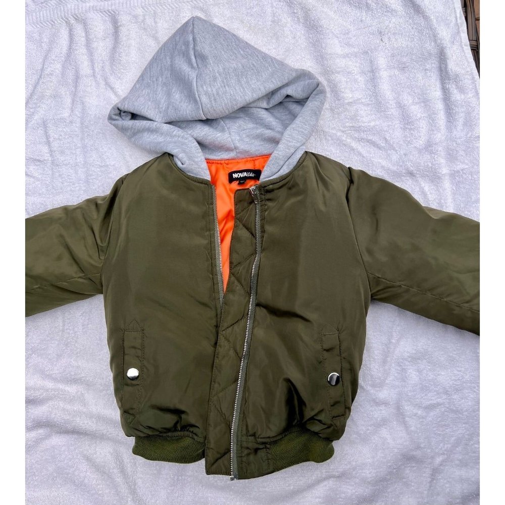Olive hooded flight jacket 5 kids